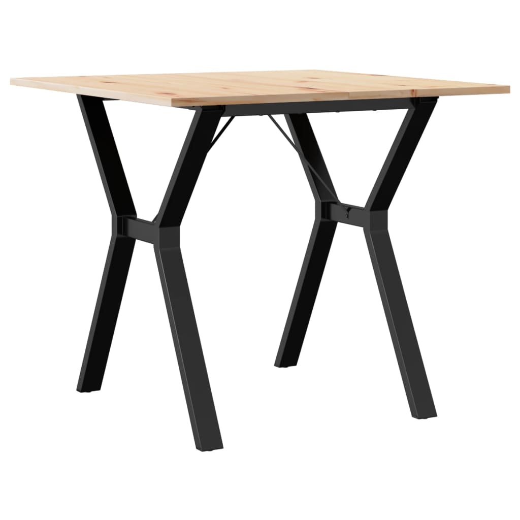 Table à manger structure en Y 80x80x75 cm pin massif et acier