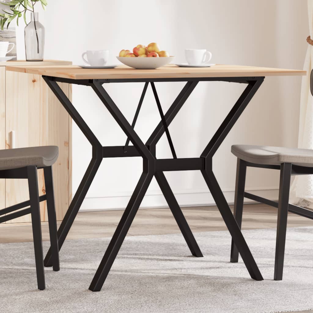 Table à manger structure en Y 80x80x75 cm pin massif et acier