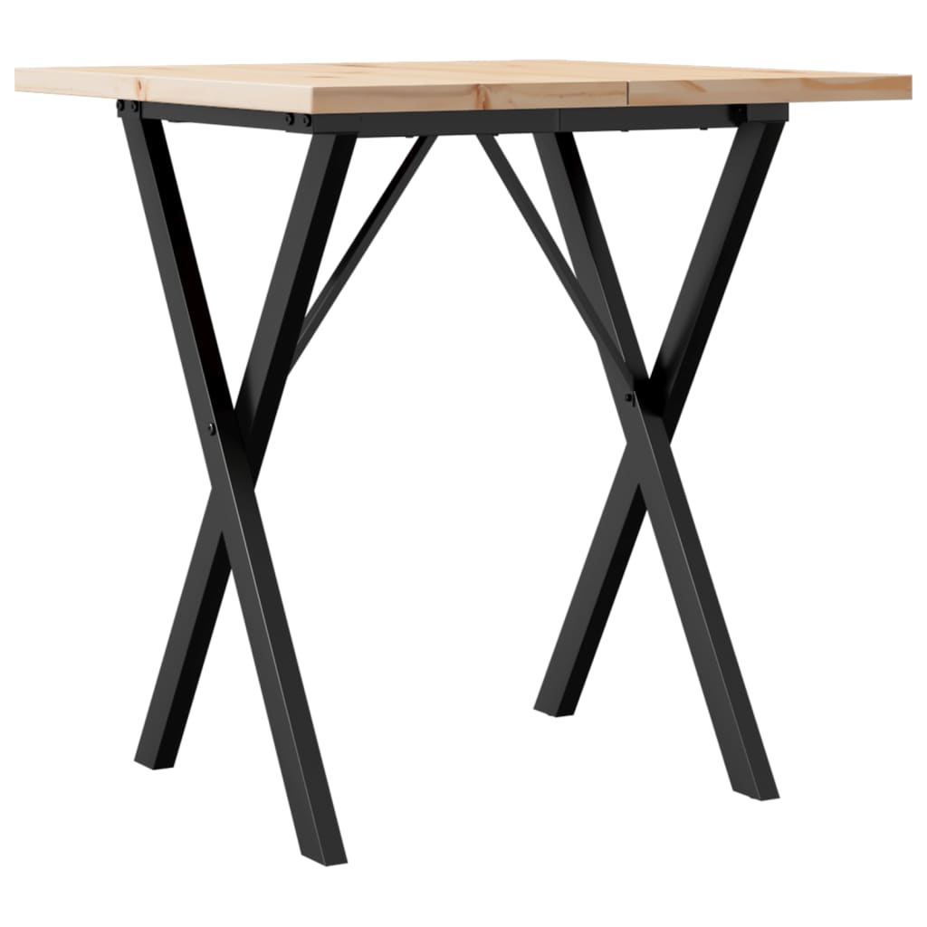 Table à manger structure en X 70x70x75,5cm pin massif et acier
