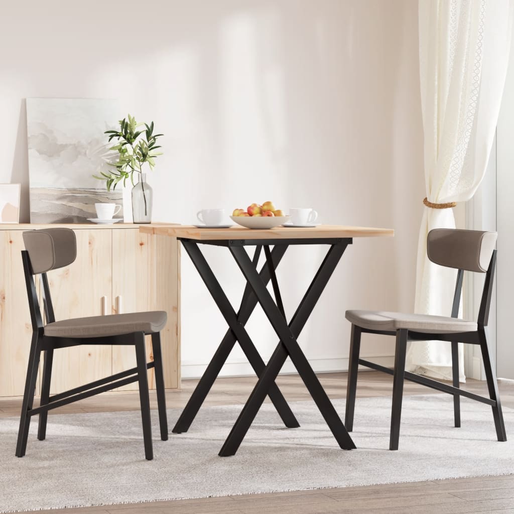 Table à manger structure en X 70x70x75,5cm pin massif et acier