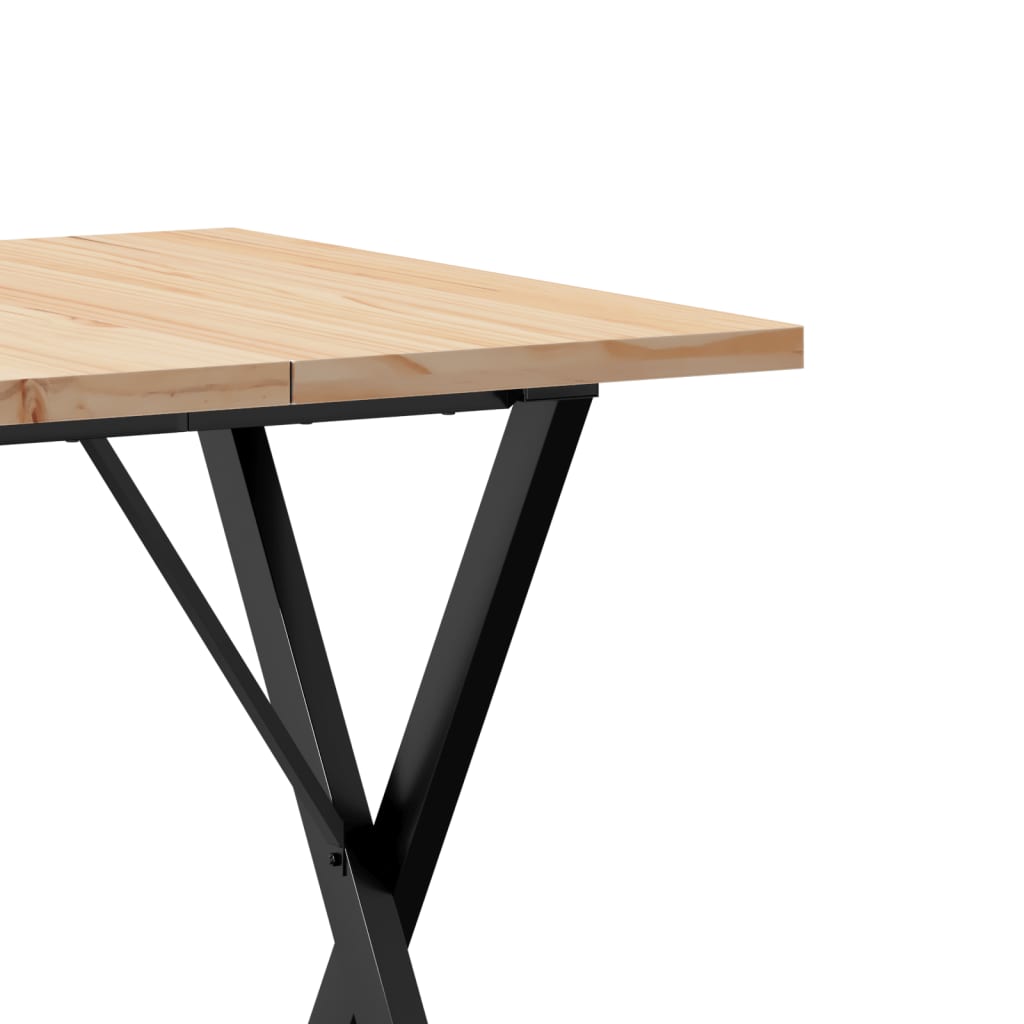 Table à manger structure en X 70x70x75,5cm pin massif et acier