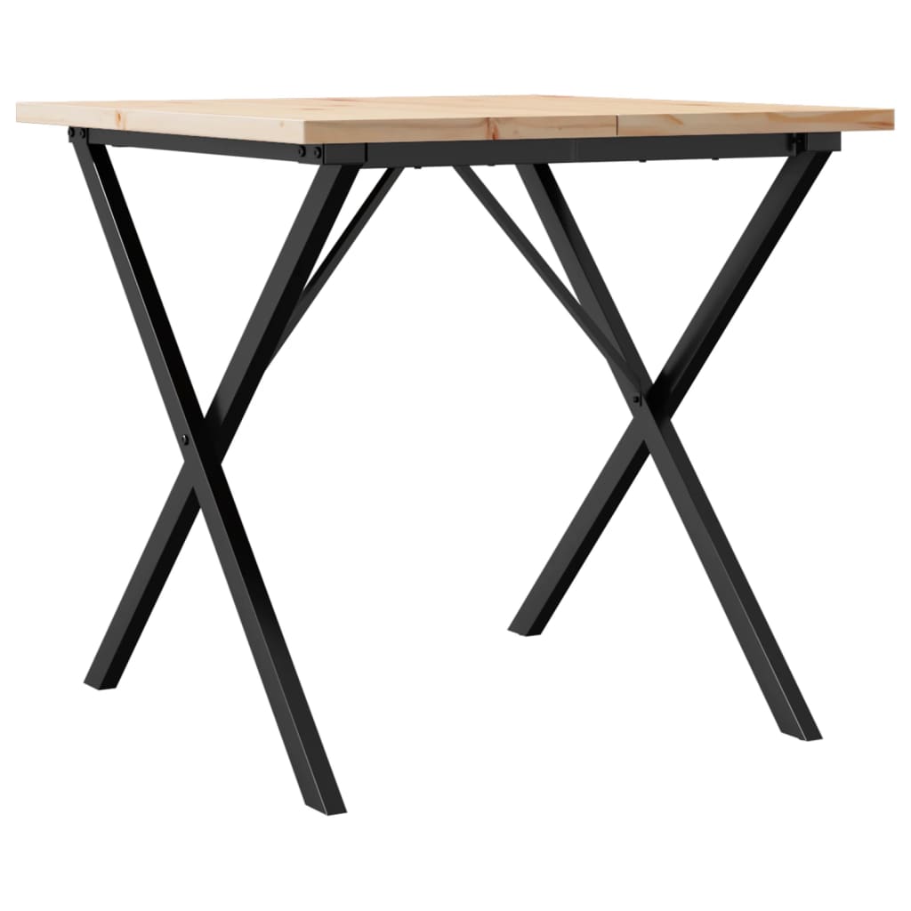Table à manger structure en X 90x90x75,5 en pin massif et acier