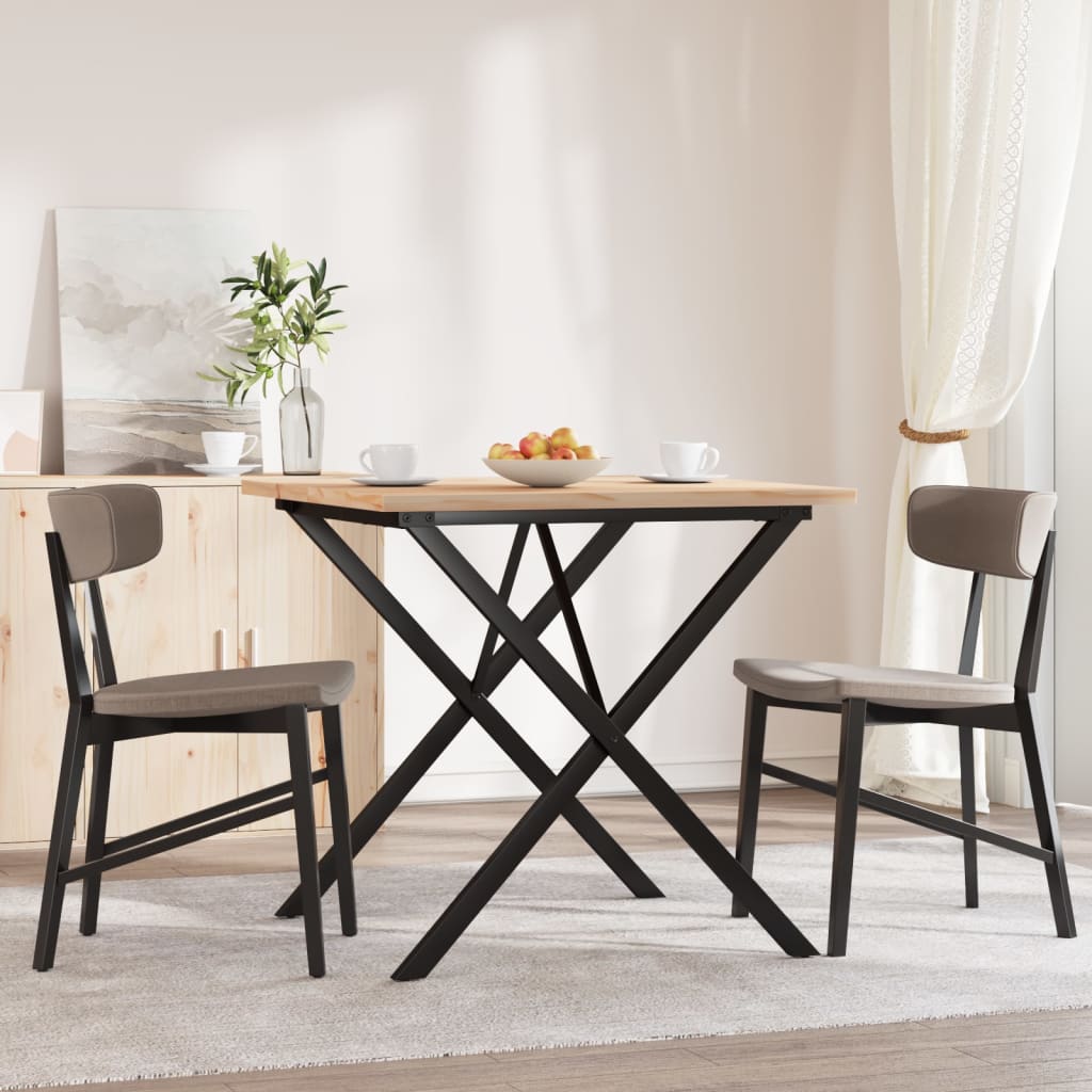 Table à manger structure en X 90x90x75,5 en pin massif et acier