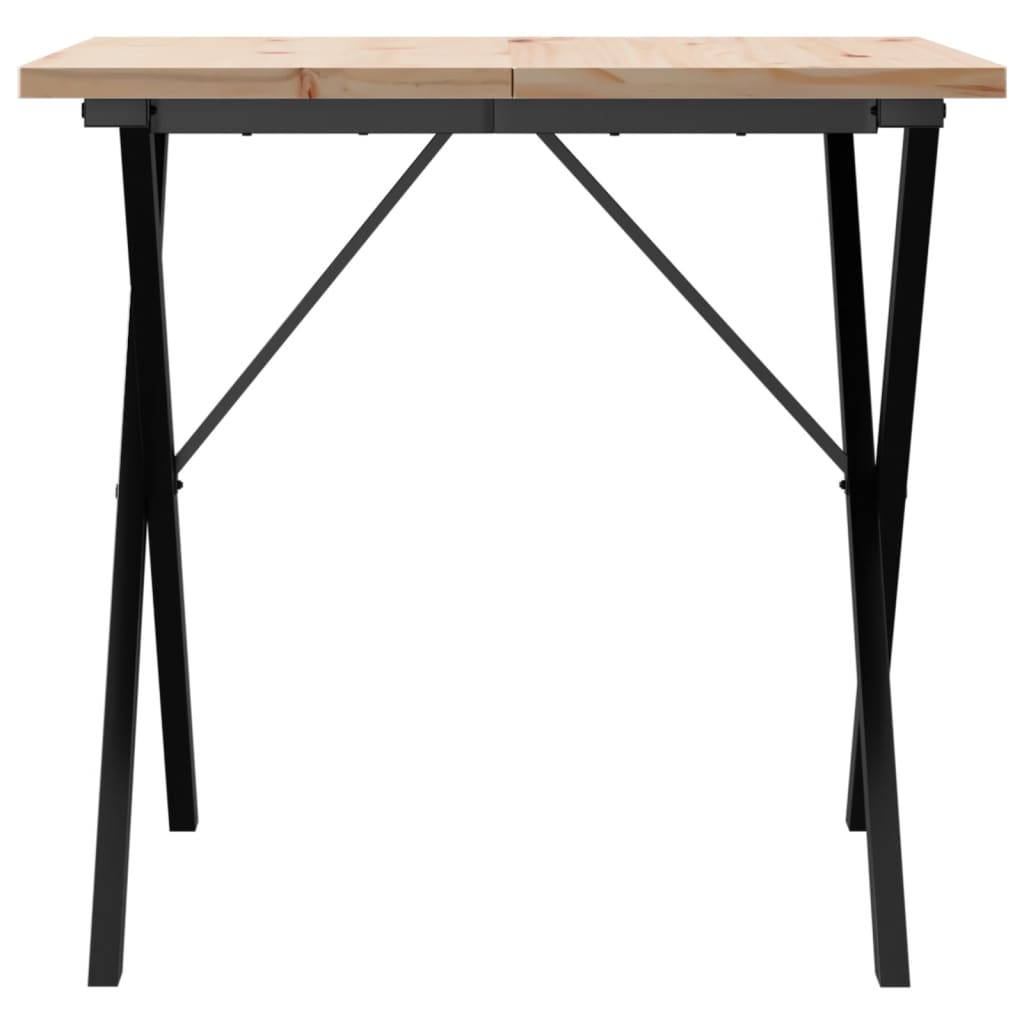 Table à manger structure en X 90x90x75,5 en pin massif et acier