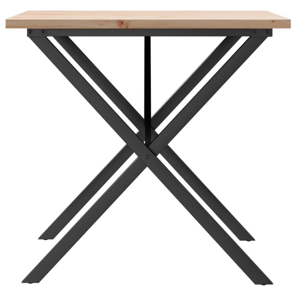 Table à manger structure en X 90x90x75,5 en pin massif et acier