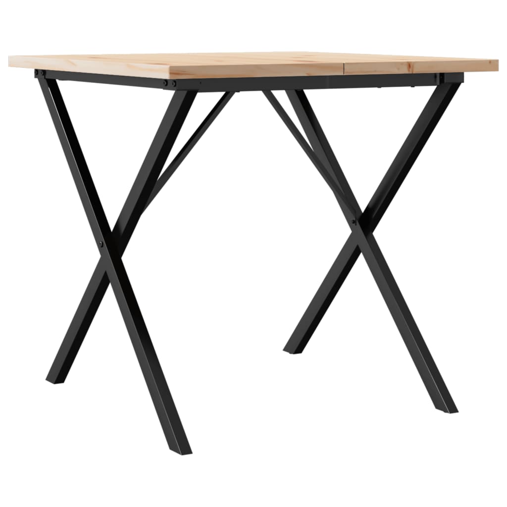 Table à manger structure en X 90x90x75,5 en pin massif et acier