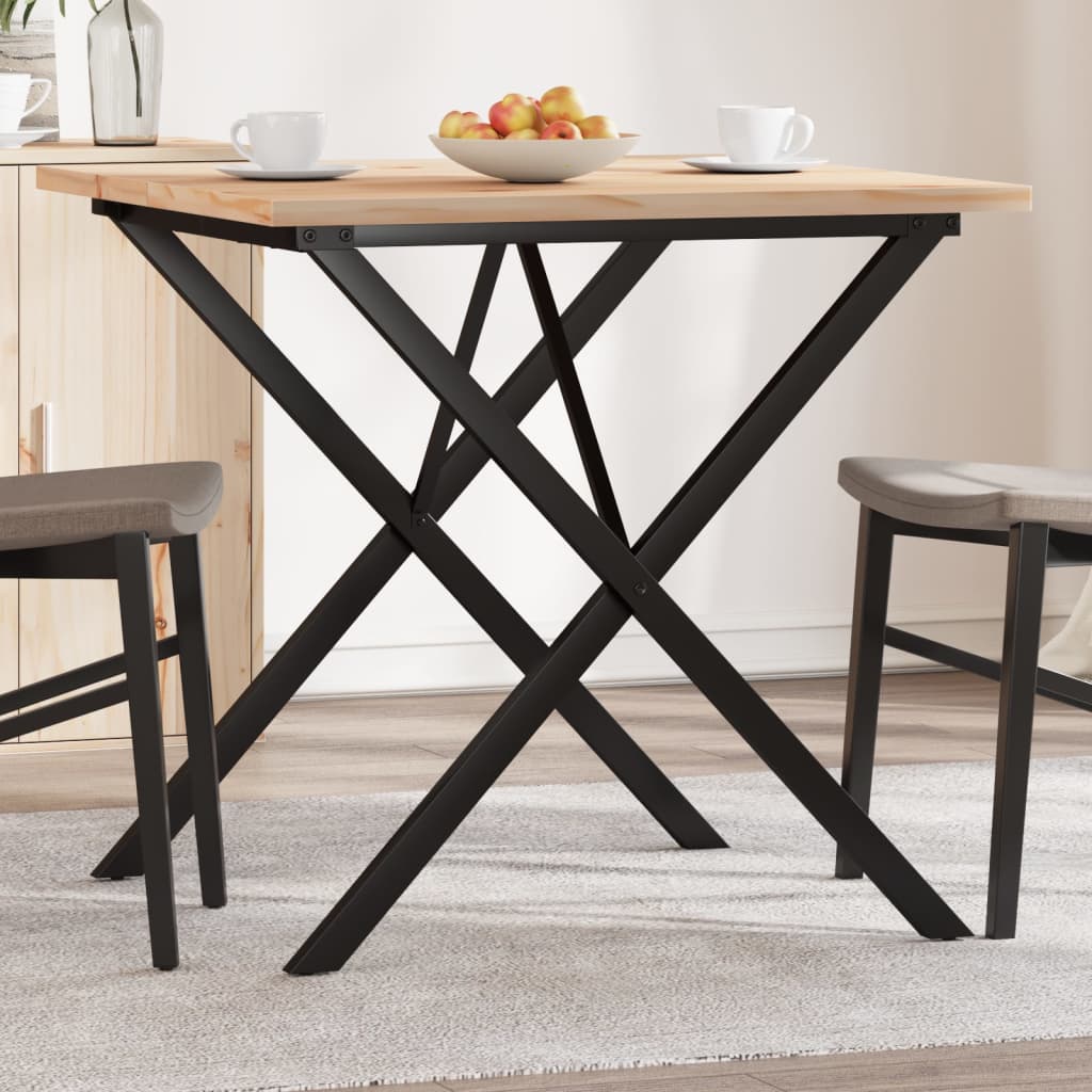 Table à manger structure en X 90x90x75,5 en pin massif et acier