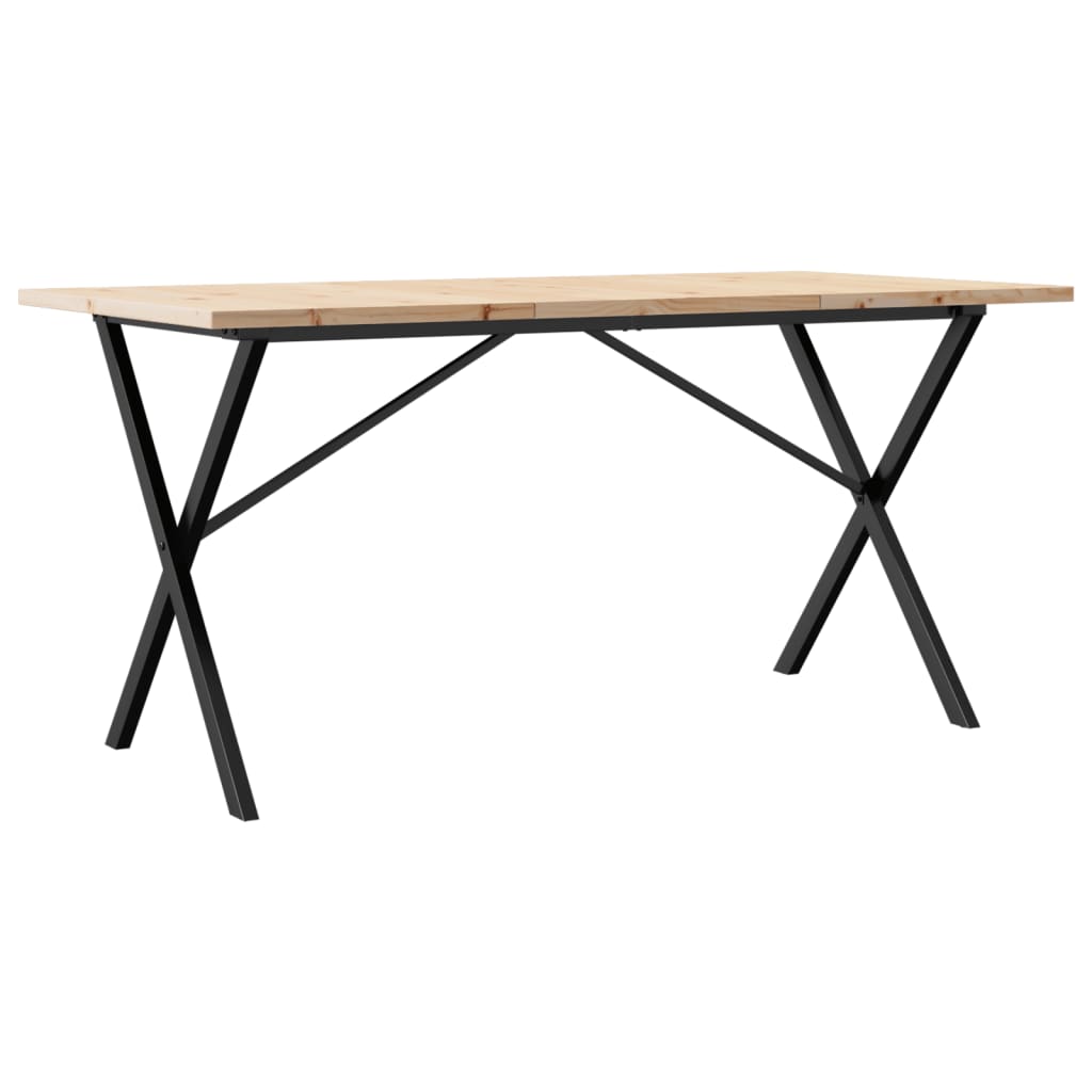 Table à manger structure en X 140x80x75,5 cm pin massif et acier