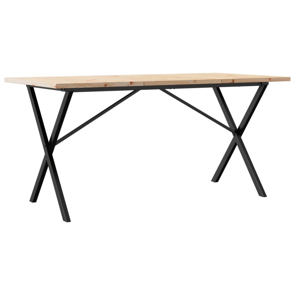 Table à manger structure en X 140x80x75,5 cm pin massif et acier