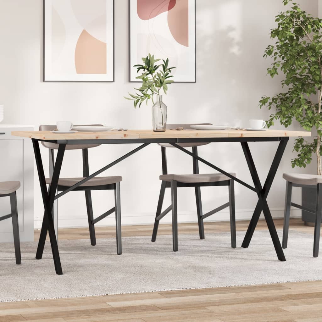 Table à manger structure en X 140x80x75,5 cm pin massif et acier