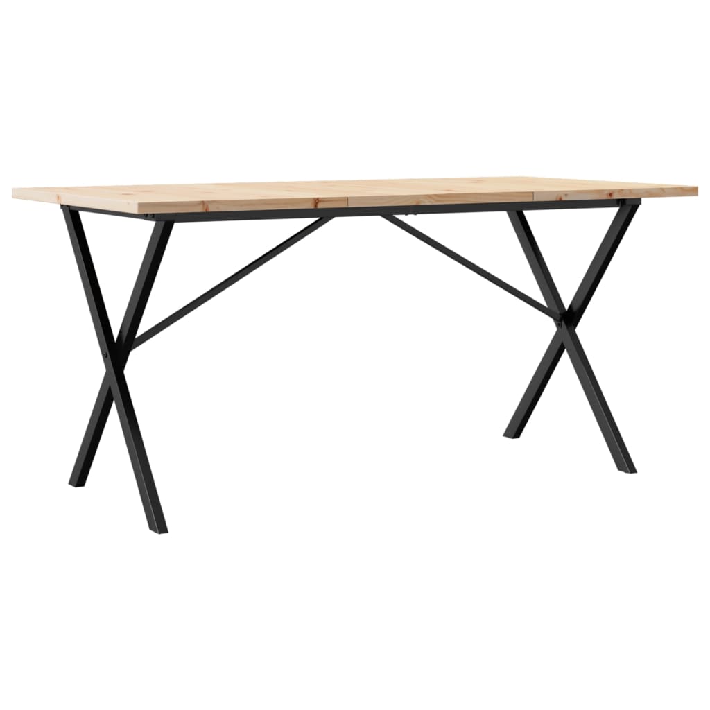 Table à manger structure en X 160x80x75,5 cm pin massif et acier