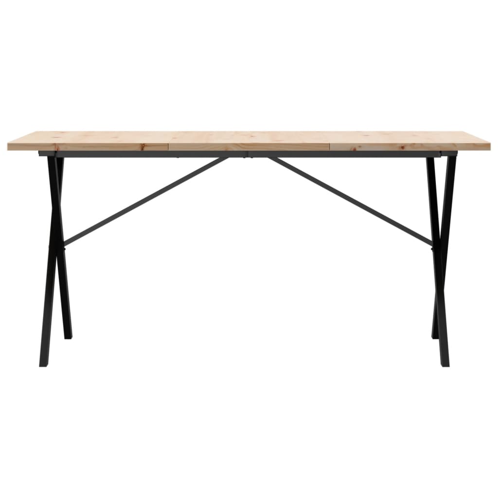 Table à manger structure en X 160x80x75,5 cm pin massif et acier