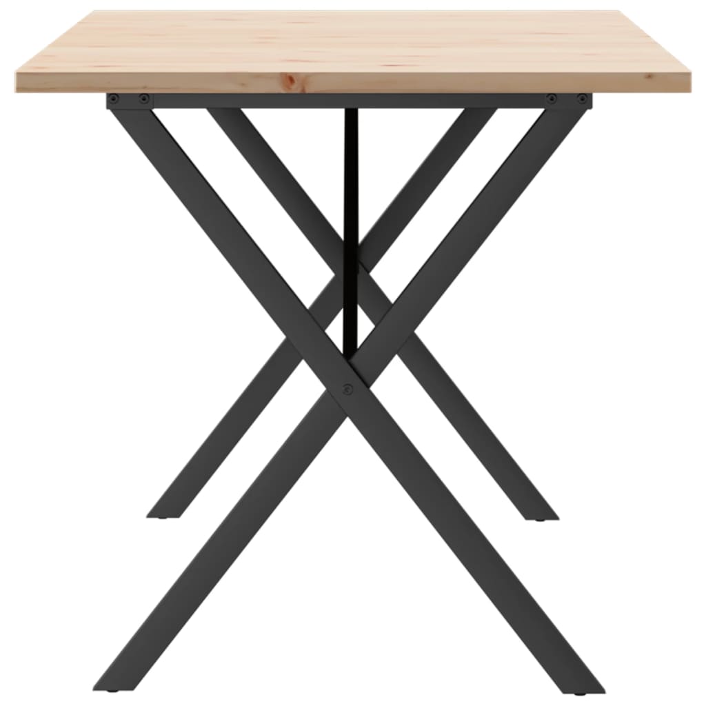 Table à manger structure en X 160x80x75,5 cm pin massif et acier