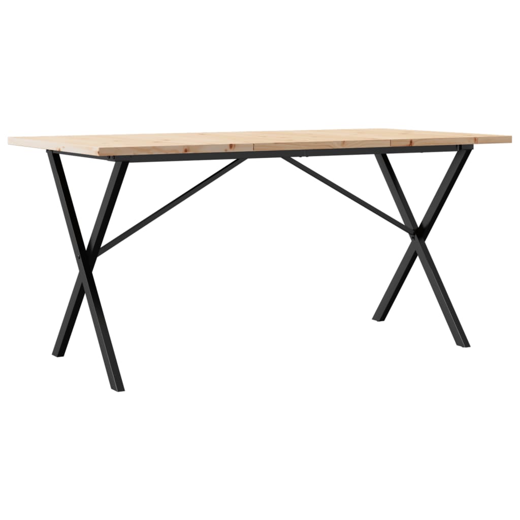 Table à manger structure en X 160x80x75,5 cm pin massif et acier