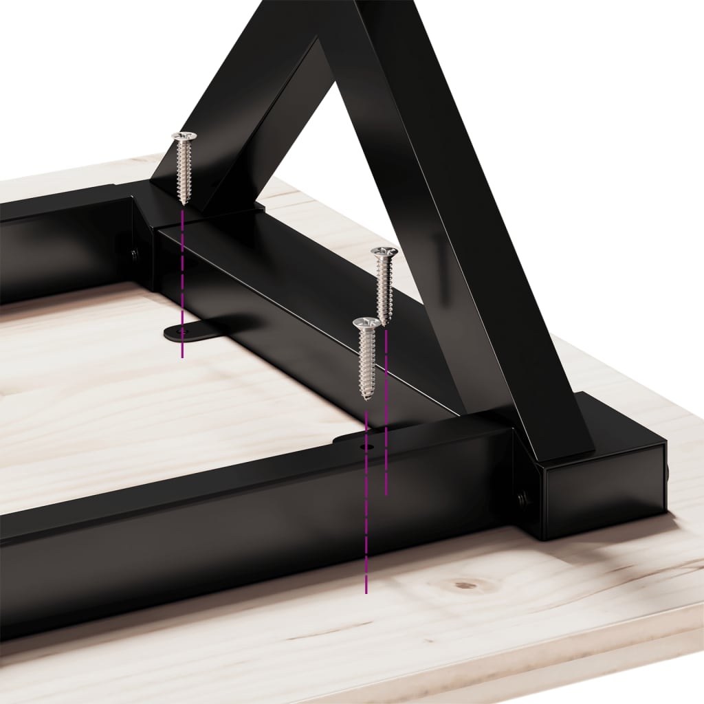 Table à manger structure en X 160x80x75,5 cm pin massif et acier