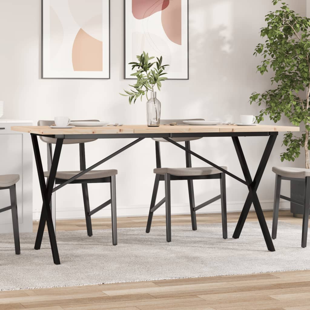 Table à manger structure en X 160x80x75,5 cm pin massif et acier