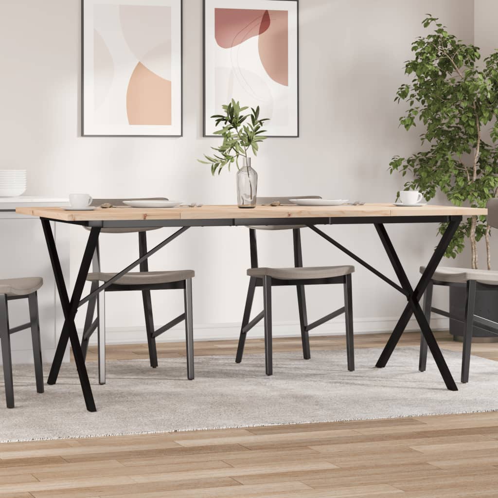 Table à manger structure en X 180x90x75,5 cm pin massif et acier