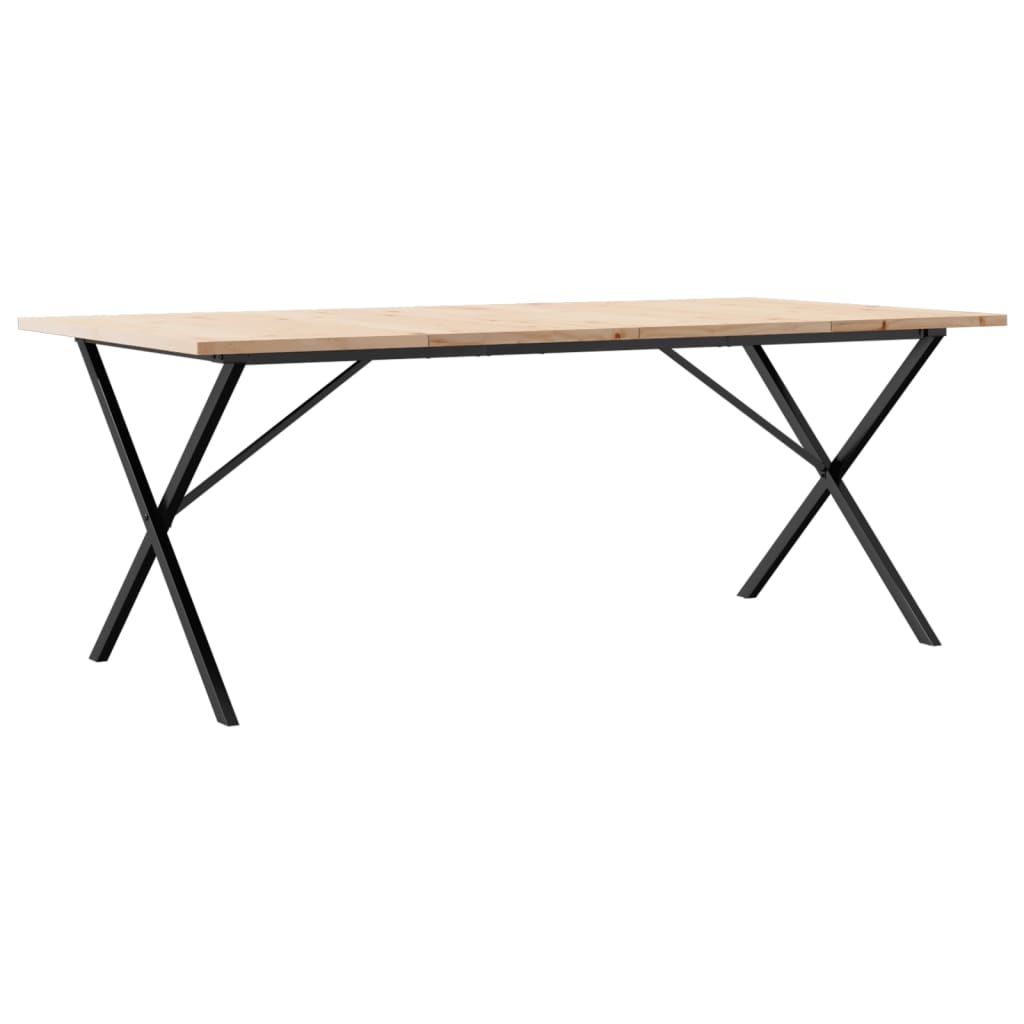 Table à manger structure en X 200x100x75,5cm pin massif et acier