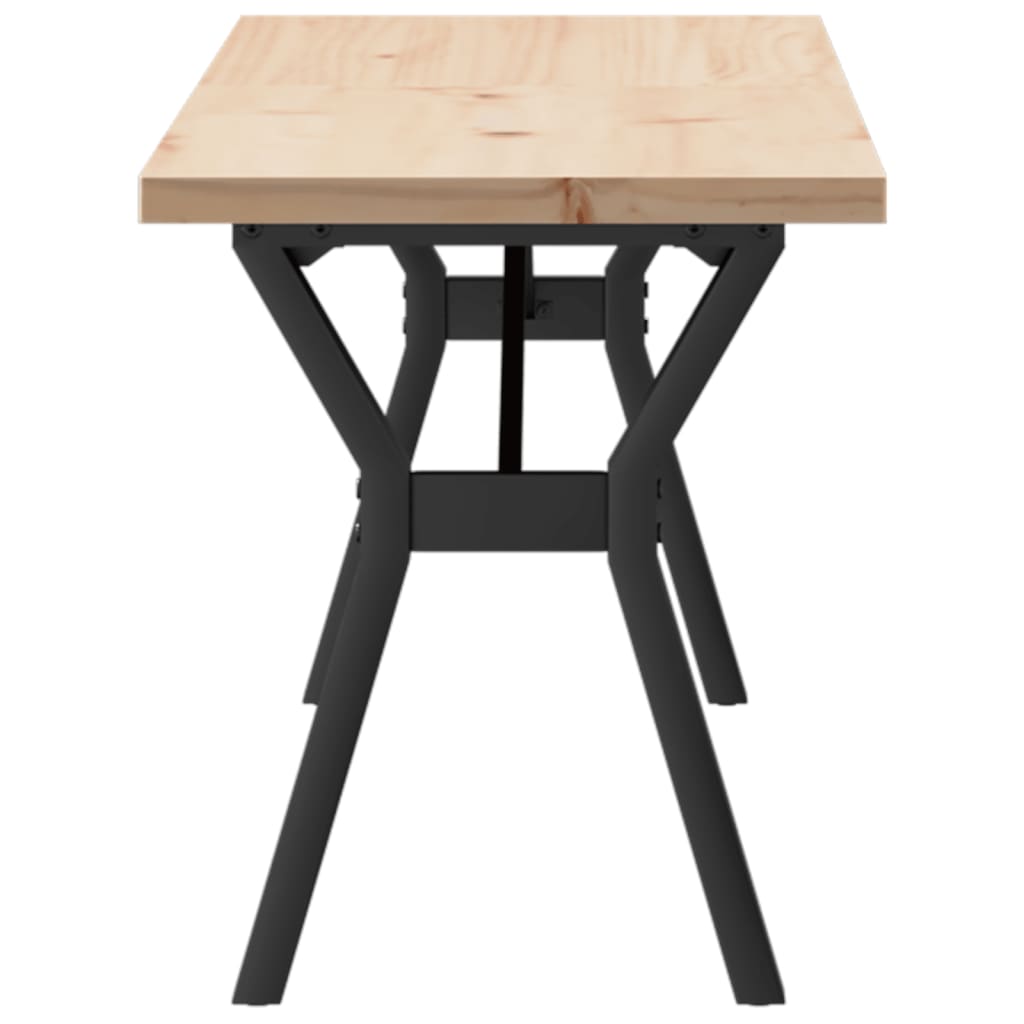 Coffee table Y-frame 160x40x45.5 cm solid pine wood cast iron