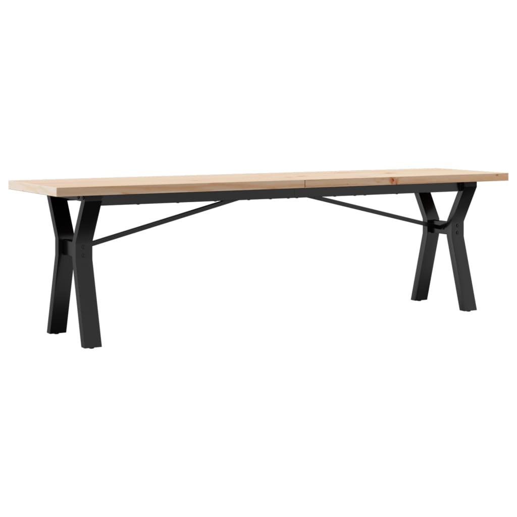 Coffee table Y-frame 160x40x45.5 cm solid pine wood cast iron