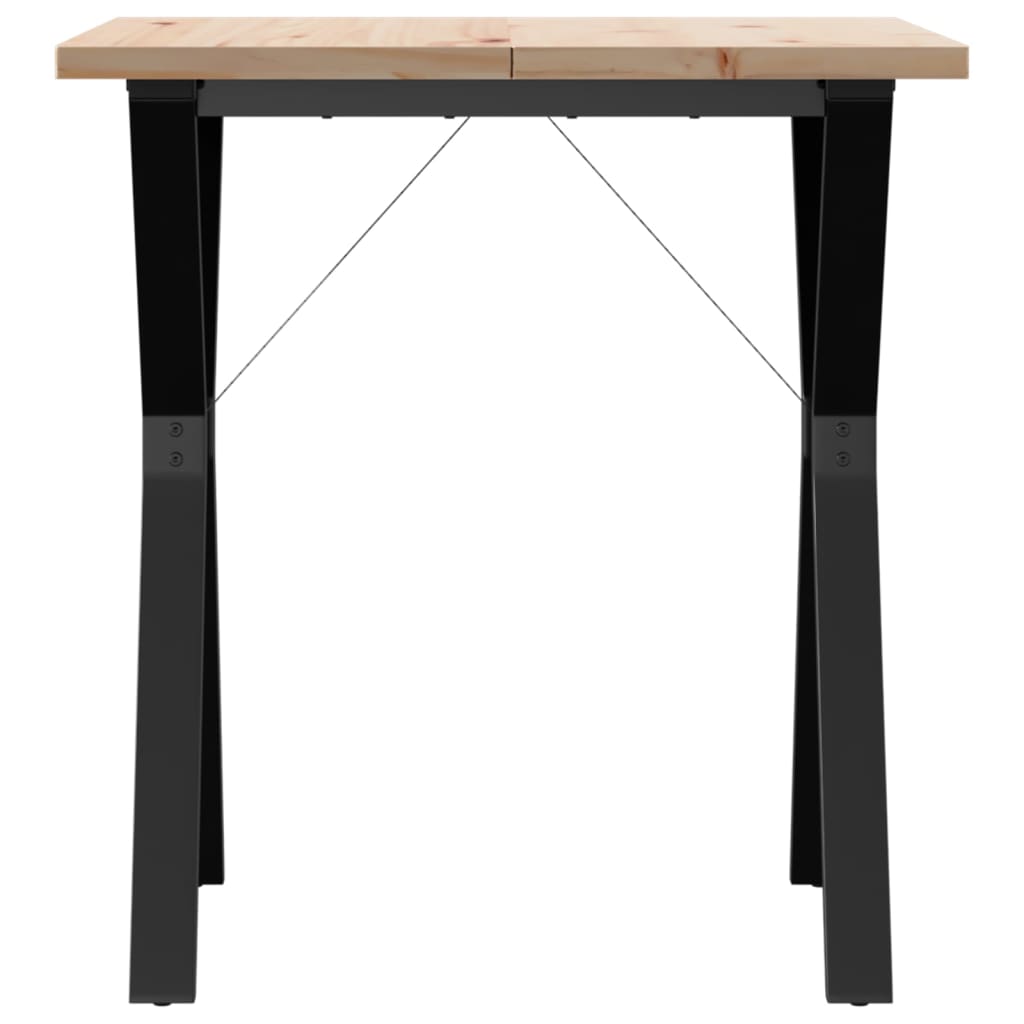Table à manger structure en Y 70x70x75,5 cm pin massif et acier