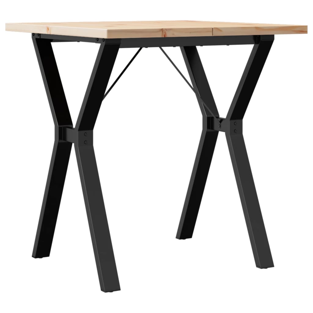 Table à manger structure en Y 70x70x75,5 cm pin massif et acier