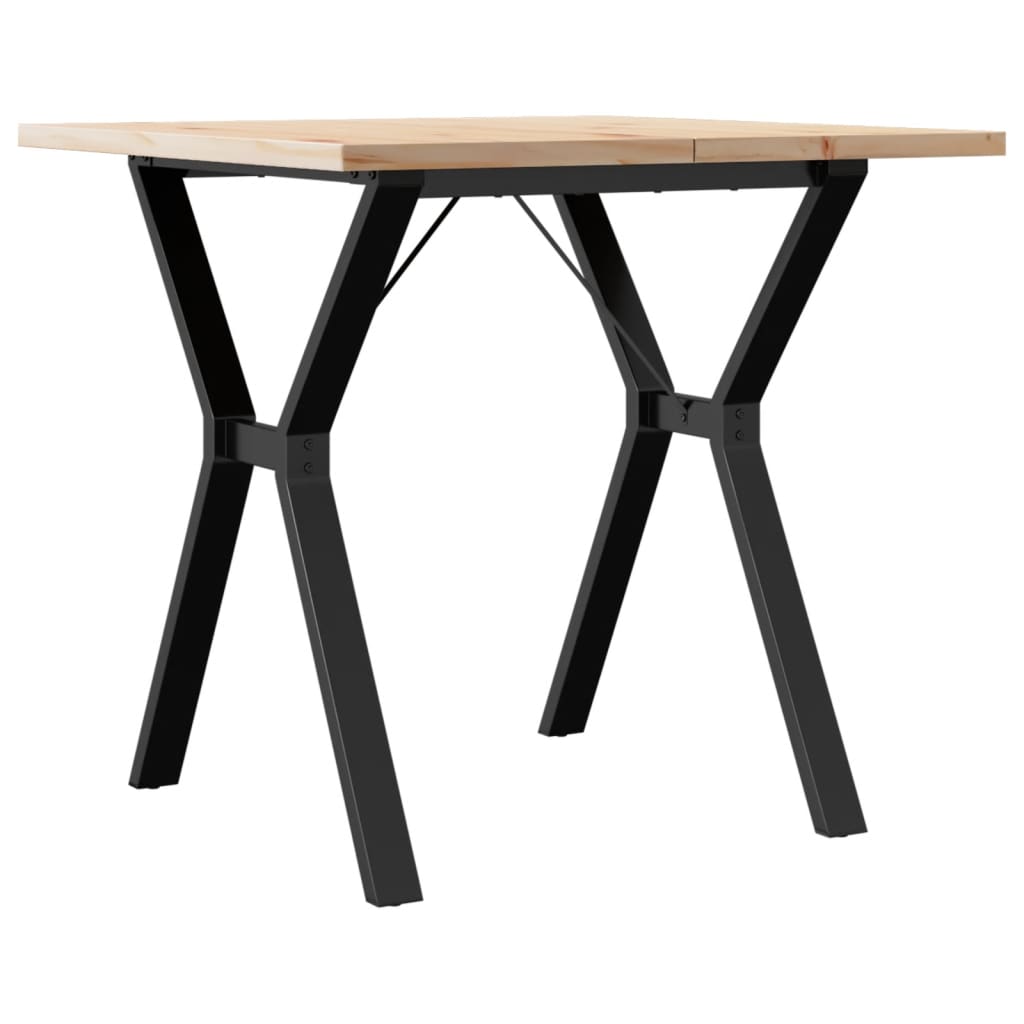 Table à manger structure en Y 80x80x75,5 cm pin massif et acier