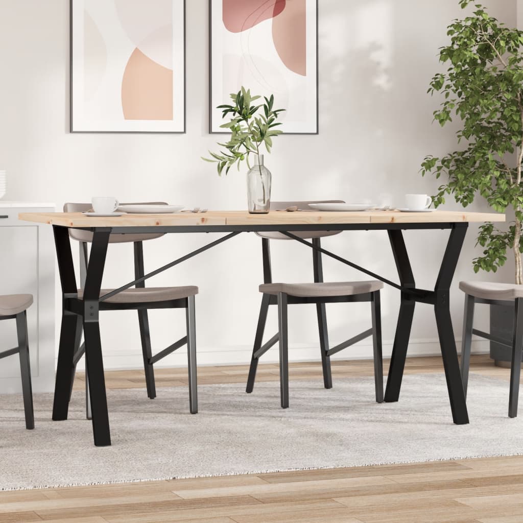 Table à manger structure en Y 140x80x75,5 cm pin massif et acier