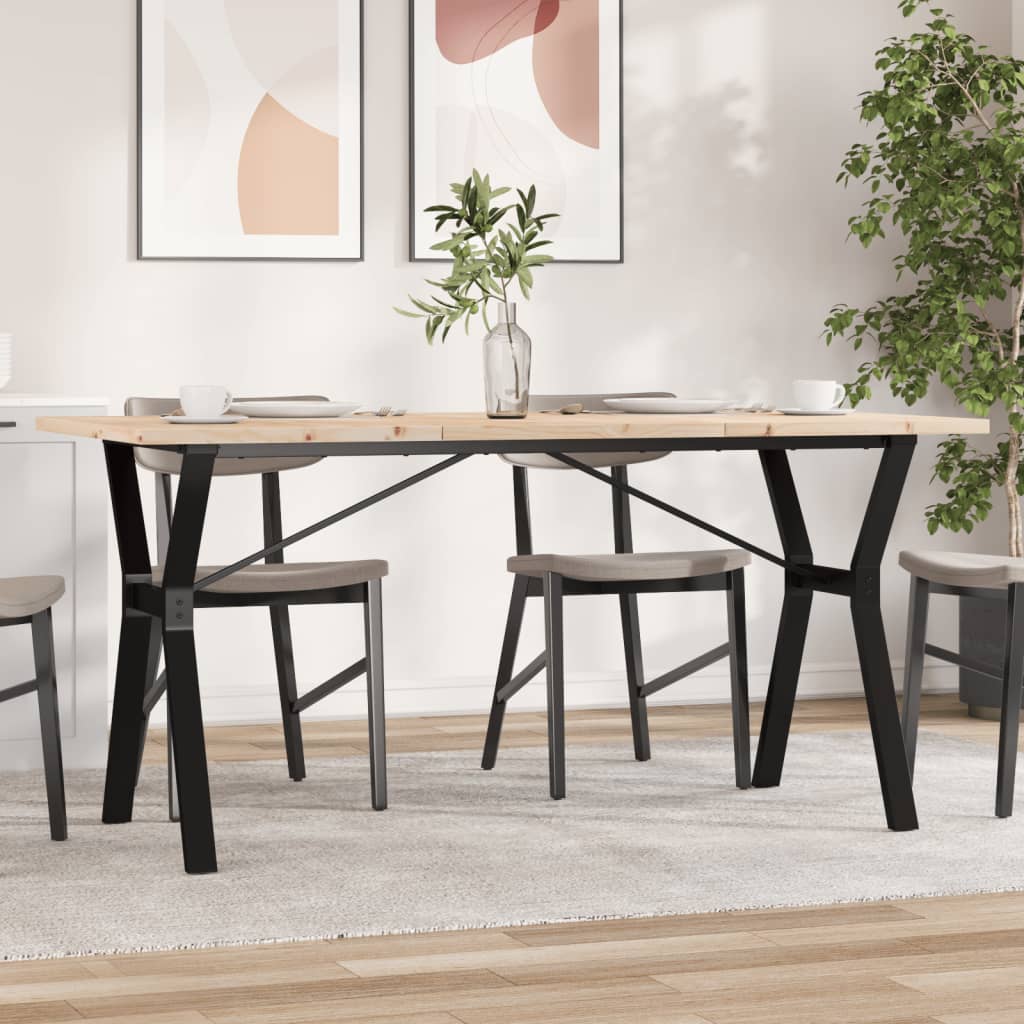 Table à manger structure en Y 160x80x75,5 cm pin massif et acier