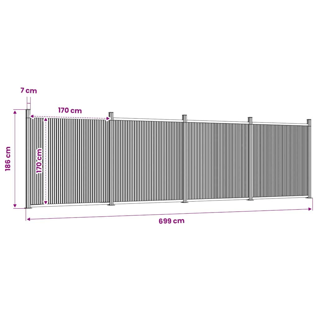 Zaunelement Grau 699x186 cm WPC