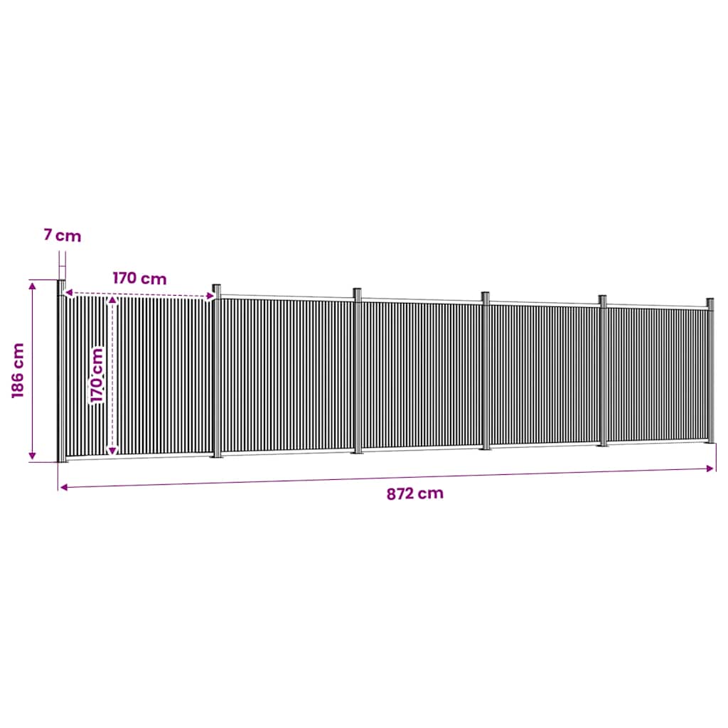 Zaunelement Grau 872x186 cm WPC
