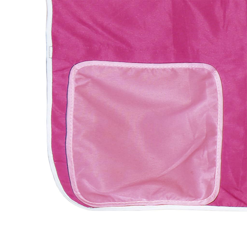 Children's loft bed with curtains pink 90x190 cm solid pine wood
