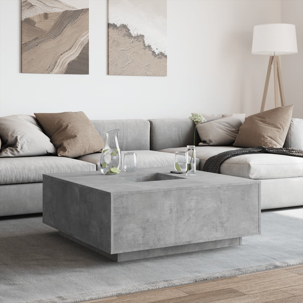 Table basse en béton gris 100x100x40 cm en bois
