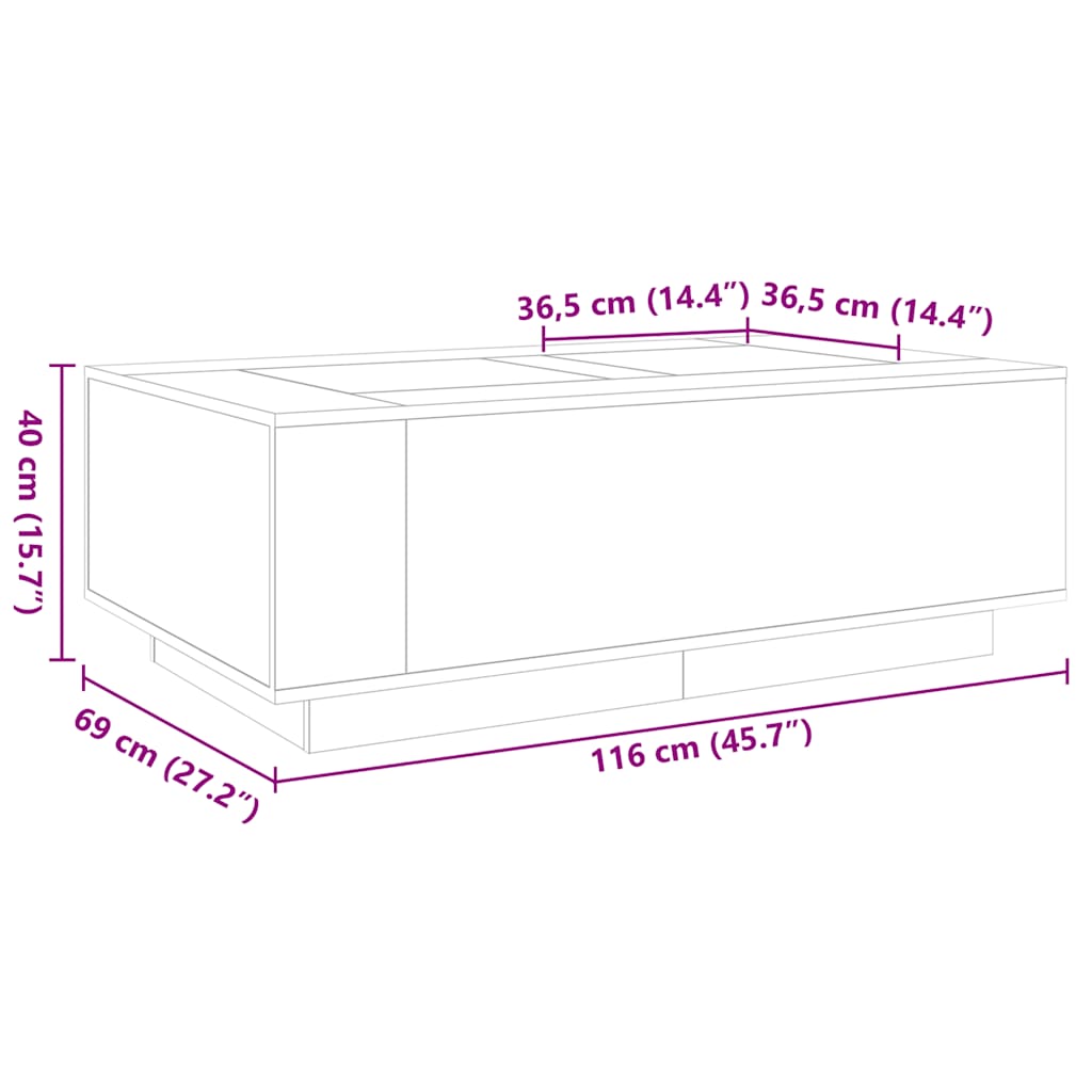 Couchtisch mit Infinity-LED Sonoma-Eiche 116x69x40 cm