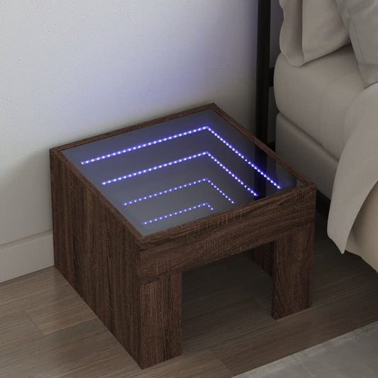 Bedside table with Infinity LED brown oak look 40x40x30 cm