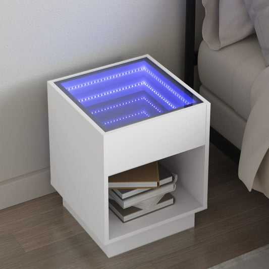 Bedside table with Infinity LED white 40x40x50 cm