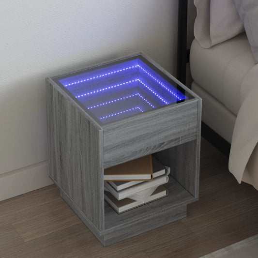 Bedside table with Infinity LED, Sonoma Grey, 40x40x50 cm