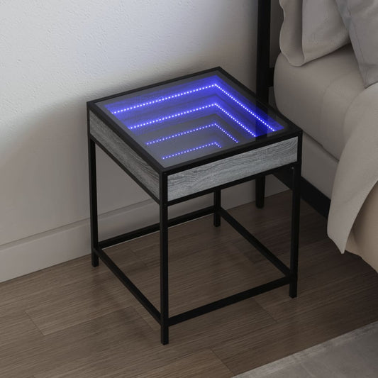 Bedside table with Infinity LED, Sonoma Grey, 40x40x51 cm