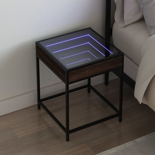 Bedside table with Infinity LED brown oak look 40x40x51 cm