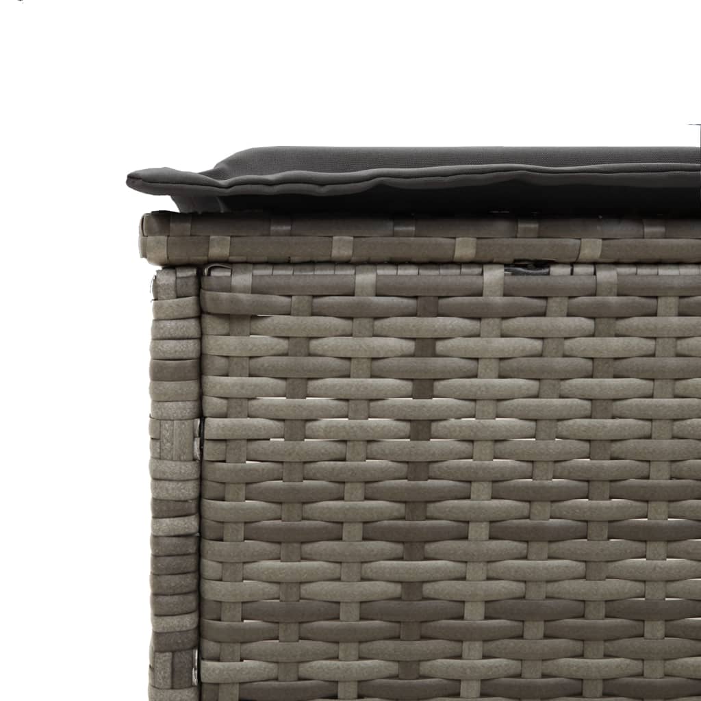 3-piece sun lounger set with cushion, grey poly rattan