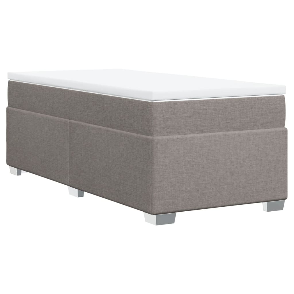 Lit sommier tapissier avec matelas tissu taupe 90x190 cm