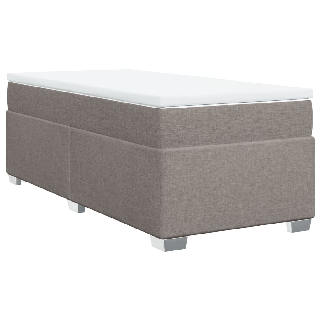 Lit sommier tapissier avec matelas tissu taupe 90x200 cm