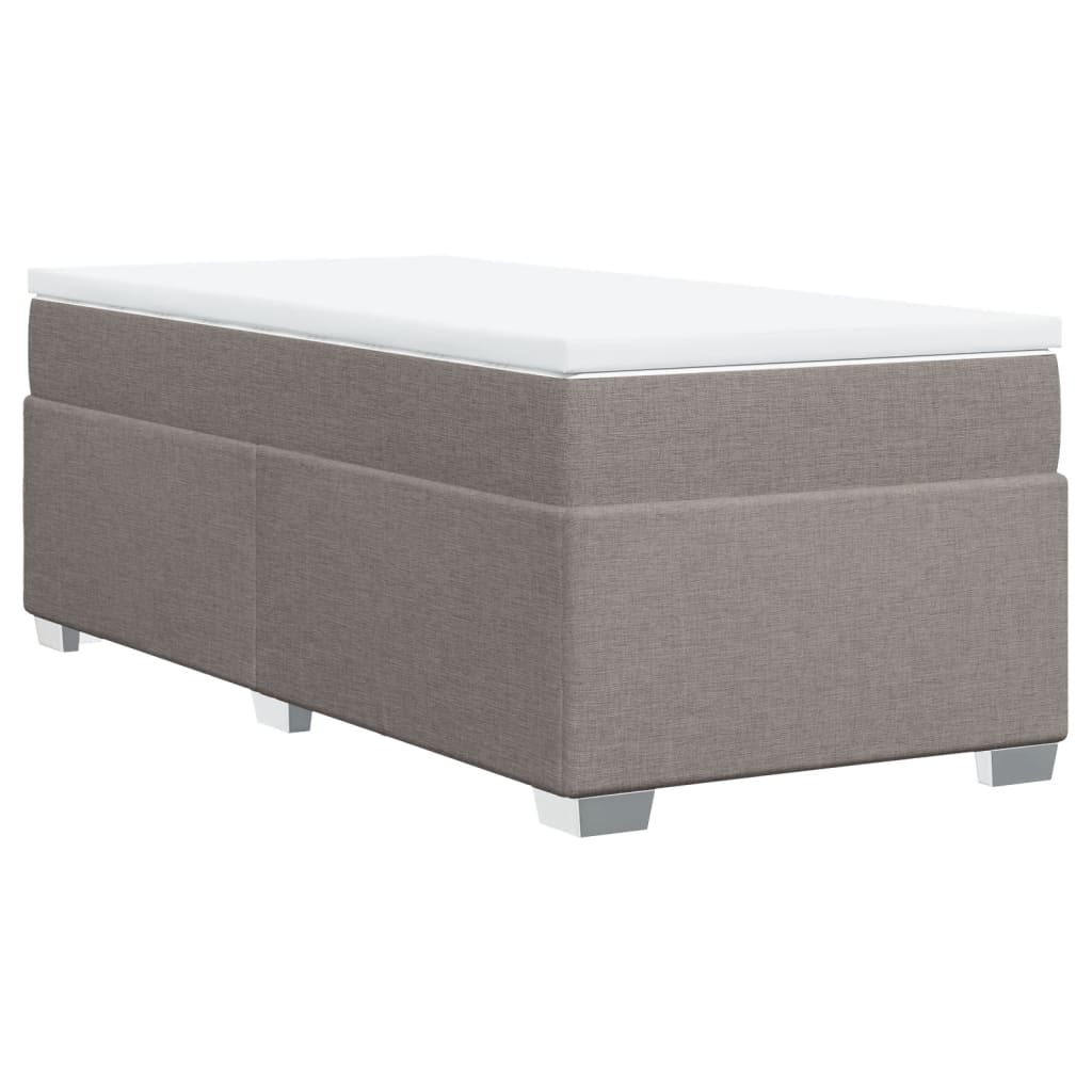 Lit sommier tapissier avec matelas tissu taupe 90x200 cm