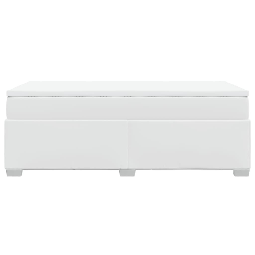 Boxspringbett mit Matratze Weiß 100x200 cm Kunstleder