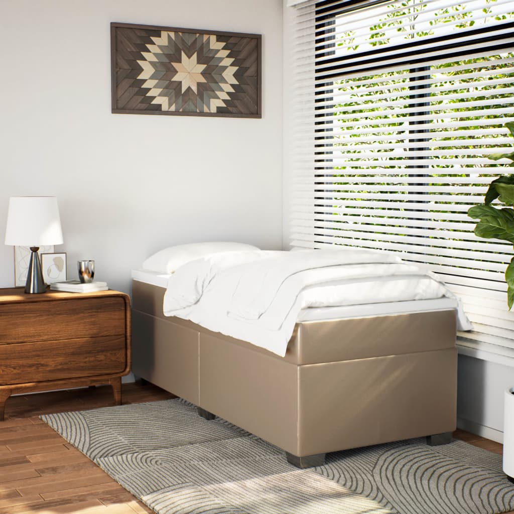 Matelas à sommier tapissier cappuccino-marron 100x200cm cuir artificiel