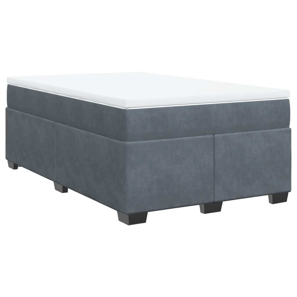 Lit à sommier tapissier avec matelas gris foncé 120x190 cm velours