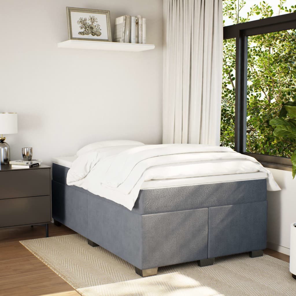 Lit à sommier tapissier avec matelas gris foncé 120x190 cm velours