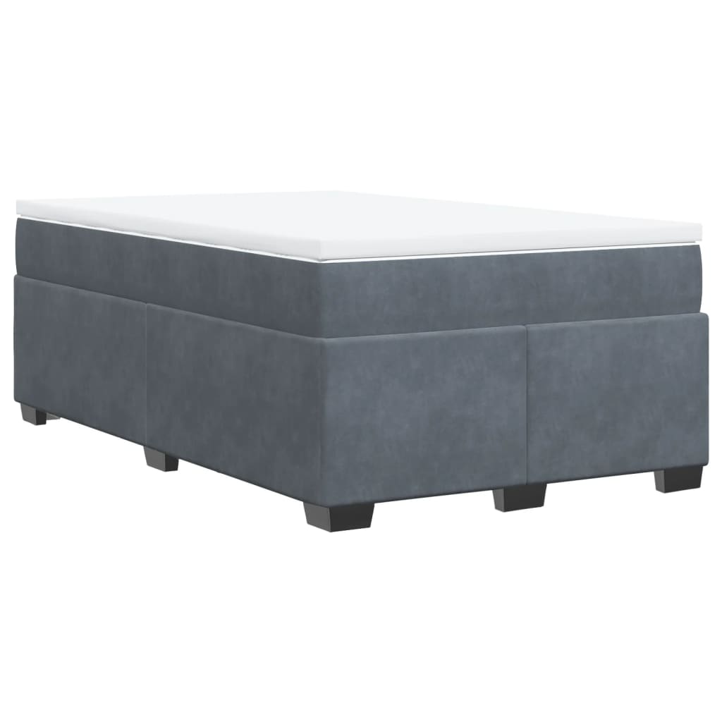 Lit à sommier tapissier avec matelas gris foncé 120x190 cm velours