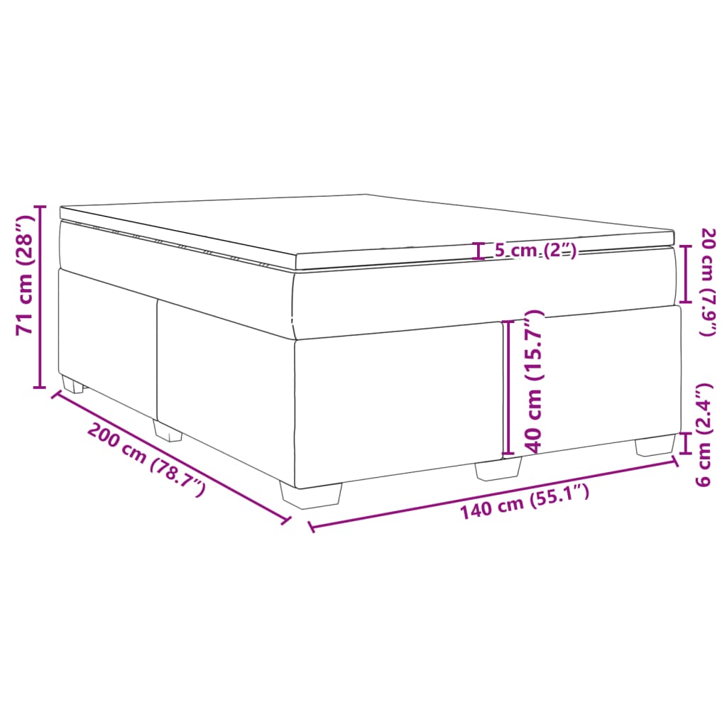 Boxspringbett mit Matratze Dunkelgrau 140x200 cm Samt