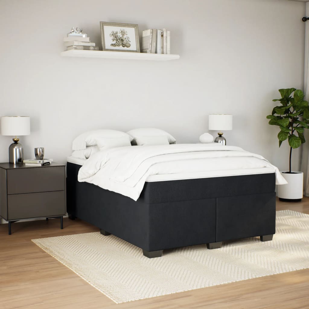 Box spring bed with mattress black 160x200 cm velvet